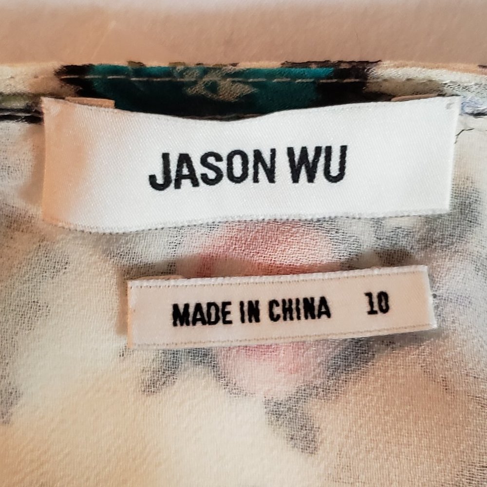 JASON WU SilkTop Long Sleeves in Soft Floral Print Size 10 New NWT - Picture 10 of 11